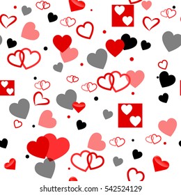 Heart Love Seamless Pattern Background. Vector romantic hearts seamless cartoon pattern background