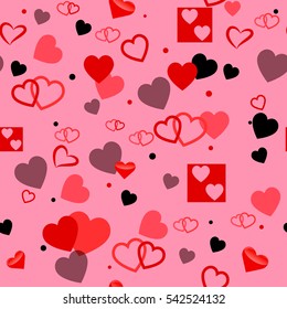 Heart Love Seamless Pattern Background. Vector romantic hearts seamless cartoon pattern background