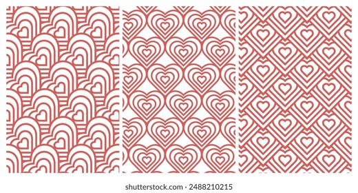 Heart love seamless pattern collection, Valentines decorative wallpaper. Vector