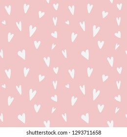 Heart Love Seamless Pattern. Contemporary Soft Pink Pastel Cute Hipster Minimalistic Background Print for Textile, Wallpaper and Wrapping. St. Valentine’s Day Concept. 