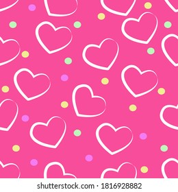 Heart Love Seamless Pattern Pink Background
