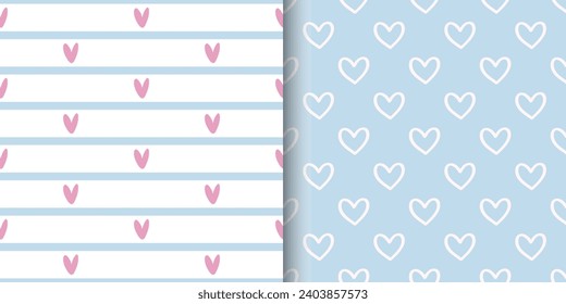 Heart Love Seamless pattern set. Design for blankets, pillows, pyjamas, clothes, t-shirts, paper goods, background, wallpaper, wrapping, fabric, textile and more