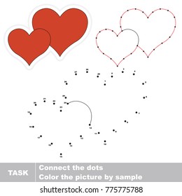 Heart Love Shape. Dot to dot educational game for kids.