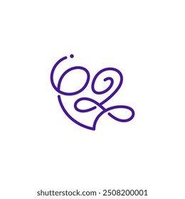 Heart Love Shape with PL Monogram in Script Monoline Logo Design Vector