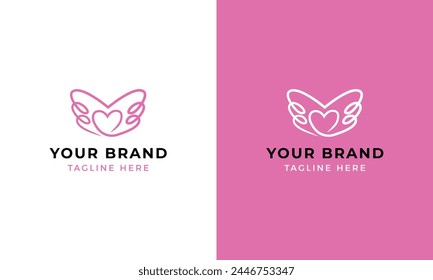 Heart or love shape with a wings for couple or love logo design