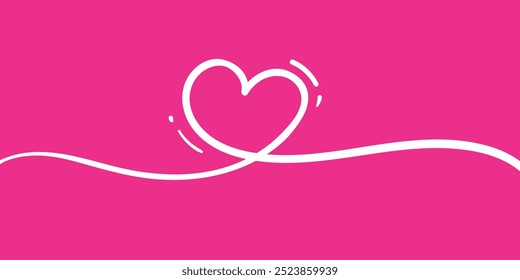 Heart love sign continuous line drawing. Valentines background vector illustration