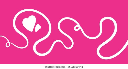 Heart love sign continuous line drawing. Valentines background vector illustration