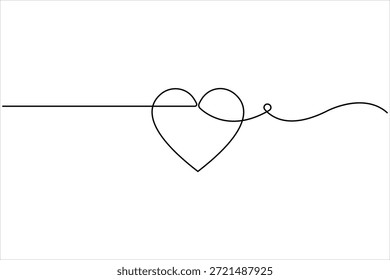 Sinal de coração e amor contínuo de uma linha de desenho de arte. Símbolo romântico do coração na ilustração do vetor do estilo linear simples