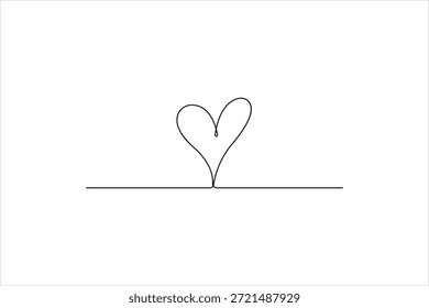 Corazón y signo de amor continuo de una línea de dibujo de arte. Símbolo romántico del corazón en Ilustración vectorial lineal simple del estilo