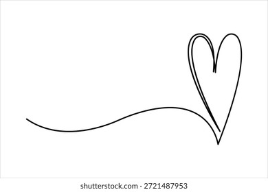 Herz und Liebe Zeichen durchgehende einzeilige Kunstzeichnung. Herz romantische Symbol in einfachen linearen Stil Vektorgrafik