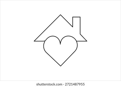 Corazón y signo de amor continuo de una línea de dibujo de arte. Símbolo romántico del corazón en Ilustración vectorial lineal simple del estilo