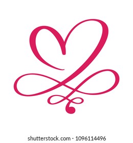 Heart love sign forever for Happy Valentines Day. Infinity Romantic symbol linked, join, passion and wedding. Template for t shirt, card, poster. Design flat element. Vector illustration.