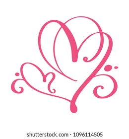 Heart love sign forever for Happy Valentines Day. Infinity Romantic symbol linked, join, passion and wedding. Template for t shirt, card, poster. Design flat element. Vector illustration.