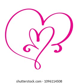 Heart love sign forever for Happy Valentines Day. Infinity Romantic symbol linked, join, passion and wedding. Template for t shirt, card, poster. Design flat element. Vector illustration.