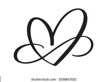 Heart love sign forever. Infinity Romantic symbol linked, join, passion and wedding. Template for t shirt, card, poster. Design flat element of valentine day. Vector illustration