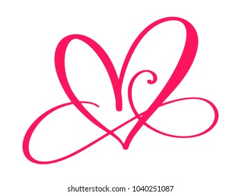 Heart love sign forever. Infinity Romantic symbol linked, join, passion and wedding. Template for t shirt, card, poster. Design flat element of valentine day. Vector illustration.