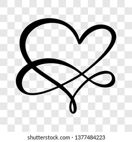 Heart love sign forever. Infinity Romantic wedding isolated symbol logo. Vector illustration for t shirt, card, poster. Design flat element of valentine day