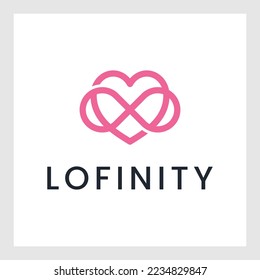 Heart love sign forever. Infinity Romantic symbol cut linked, join, passion and wedding logo. Template for t shirt, card, poster. Design flat element of valentine day. Vector illustration.