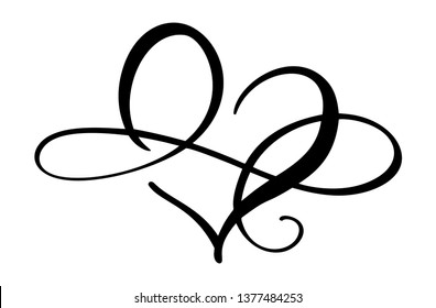 Heart love sign forever logo. Infinity Romantic symbol linked, join, passion and wedding. Template for t shirt, card, poster. Design flat element of valentine day. Vector illustration