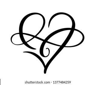 Heart love sign forever logo. Infinity Romantic symbol linked, join, passion and wedding. Template for t shirt, card, poster. Design flat element of valentine day. Vector illustration