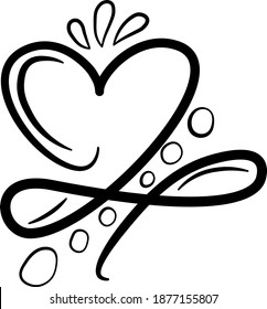 Heart of love In the sign of infinity. Sign the Valentine's Day card, wedding print. Vector illustration isolated on white background.