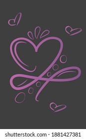 Heart of love In the sign of infinity. Sign the Valentine's Day card, wedding print. Vector illustration.