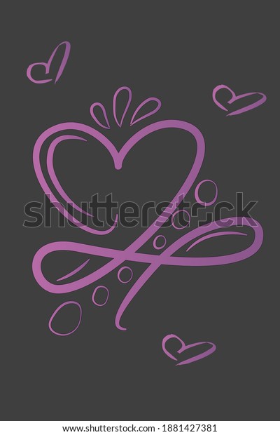 Heart of love In the\
sign of infinity. Sign the Valentine\'s Day card, wedding print.\
Vector illustration.