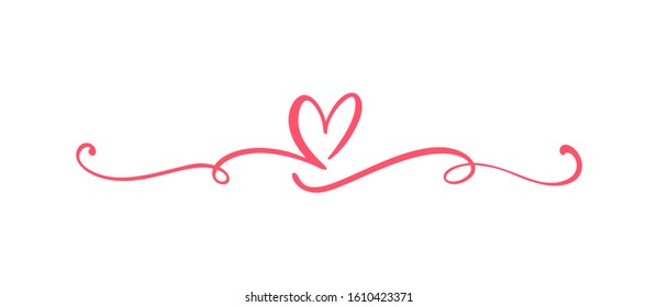 Heart love sign logo. Design flourish element valentine card for divider. Vector illustration. Infinity Romantic symbol wedding. Template for t shirt, card, poster.