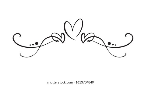 Heart love sign logo. Design flourish element valentine card for divider. Vector illustration. Infinity Romantic symbol wedding. Template for t shirt, card, poster.