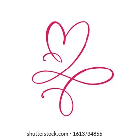 Heart love sign logo. Design flourish element for valentine card. Vector illustration. Infinity Romantic symbol wedding. Template for t shirt, card, poster.