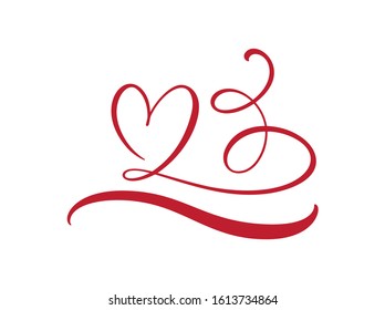 Heart love sign logo. Design flourish element for valentine card divider. Vector illustration. Infinity Romantic symbol wedding. Template for t shirt, card, poster.