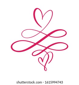 Heart love sign logo. Design flourish element for valentine card. Vector illustration. Infinity Romantic symbol wedding. Template for t shirt, card, poster.