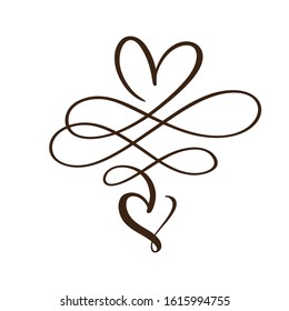 Heart love sign logo. Design flourish element for valentine card. Vector illustration. Infinity Romantic symbol wedding. Template for t shirt, card, poster.