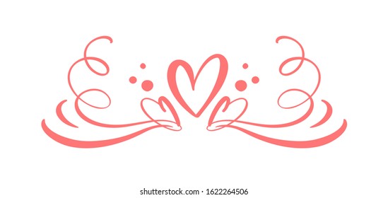 Heart love sign logo. Design flourish element valentine card for divider. Vector illustration. Infinity Romantic symbol wedding. Template for t shirt, card, poster.