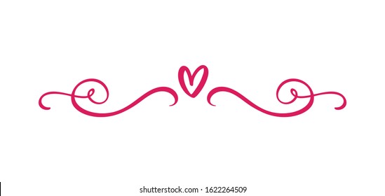 Heart love sign logo. Design flourish element valentine card for divider. Vector illustration. Infinity Romantic symbol wedding. Template for t shirt, card, poster.