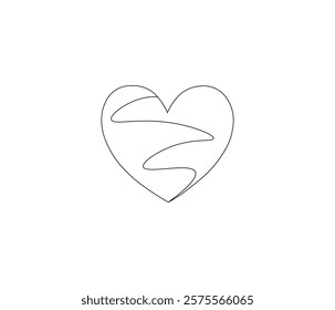 Heart and love sign. One continuous line drawing of love. Symbol of Valentine day and romantic moment. Editable stroke. Doodle line illustration