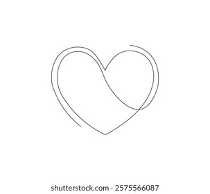 Heart and love sign. One continuous line drawing of love. Symbol of Valentine day and romantic moment. Editable stroke. Doodle line illustration