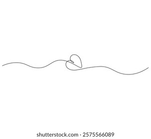 Heart and love sign. One continuous line drawing of love. Symbol of Valentine day and romantic moment. Editable stroke. Doodle line illustration