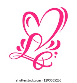 Heart love sign Vector illustration. Romantic symbol linked, join, passion and wedding. Design flat element of valentine day. Template for t-shirt, card, poster