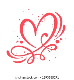 Heart love sign Vector illustration. Romantic symbol linked, join, passion and wedding. Design flat element of valentine day. Template for t-shirt, card, poster