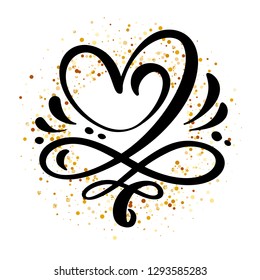 Heart love sign Vector illustration. Romantic symbol linked, join, passion and wedding. Design flat element of valentine day. Template for t-shirt, card, poster