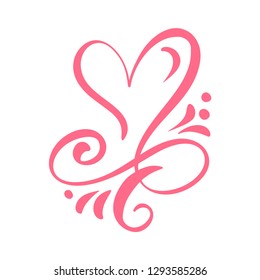 Heart love sign Vector illustration. Romantic symbol linked, join, passion and wedding. Design flat element of valentine day. Template for t-shirt, card, poster