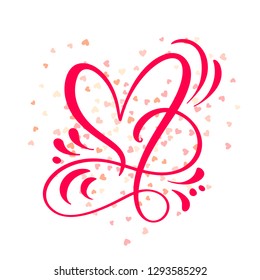 Heart love sign Vector illustration. Romantic symbol linked, join, passion and wedding. Design flat element of valentine day. Template for t-shirt, card, poster