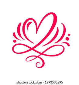 Heart love sign Vector illustration. Romantic symbol linked, join, passion and wedding. Design flat element of valentine day. Template for t-shirt, card, poster