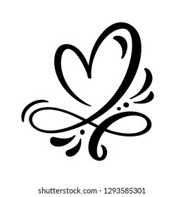 Heart love sign Vector illustration. Romantic symbol linked, join, passion and wedding. Design flat element of valentine day. Template for t-shirt, card, poster