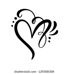 Heart love sign Vector illustration. Romantic symbol linked, join, passion and wedding. Design flat element of valentine day. Template for t-shirt, card, poster