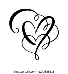 Heart love sign Vector illustration. Romantic symbol linked, join, passion and wedding. Design flat element of valentine day. Template for t-shirt, card, poster