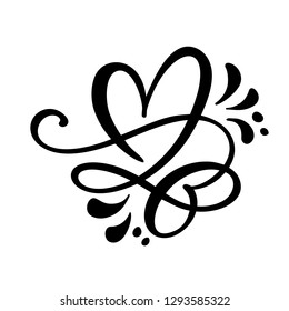 Heart love sign Vector illustration. Romantic symbol linked, join, passion and wedding. Design flat element of valentine day. Template for t-shirt, card, poster