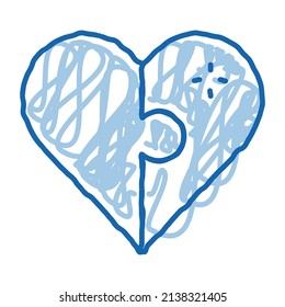 El símbolo de dibujo de Heart Love vector. Dibujo manual de la línea azul del doodle de la mano símbolo de amor corazón. ilustración de símbolo aislado