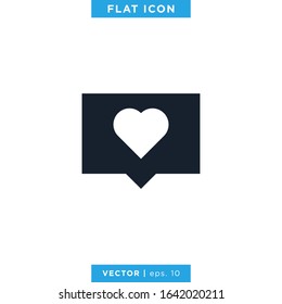 Heart Love with Speech Bubble Icon Vector Logo Design Template